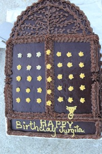 Jurgitas birthday cake designed as a Zanzibar traditional door.