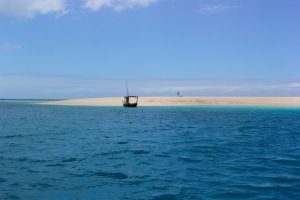 On our way to the sandbank 30 minutes from the coast