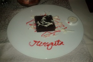 Tasty brownie with vanilla at Amani hotel.