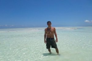 Endless sand and crystal clear water in Paje, southwest on Zanzibar island.