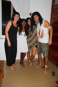 Uma Thurman, Cleopatra, Jane and Tarzan getting ready for Halloween