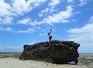 This coral stone is under water when its high tide.