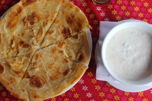 Chapati (flat bread) with raita