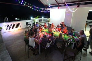 Celebration at the terrace of Haukeland house.