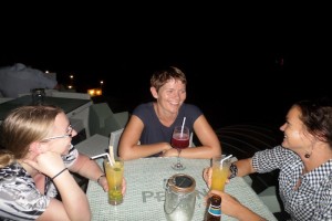 Having a drink at Six Degrees South in Stone Town. From the left: Nina, Kari and Jurgita. 