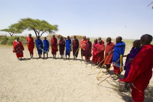 Men of the Masai village wishing us welcome to their homes.