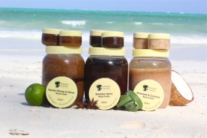 Body-scrubs made from seaweed in Paje.