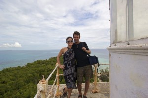 At the top of the lighthouse after climbing 131 steps.