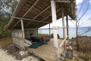 One of many huts for relaxing at Chumbe.