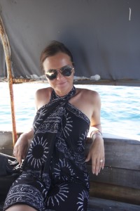 Jurgita relaxing on the boat.